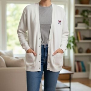 Vintage Izod ladies Kauai Lagoon woven cardigan grandpa sweater